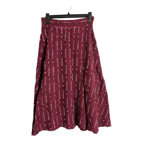 Maeve Anthropologie Burgundy Tweed Skirt A-Line Nubby XS Retro Textured Wine - Picture 1 of 11